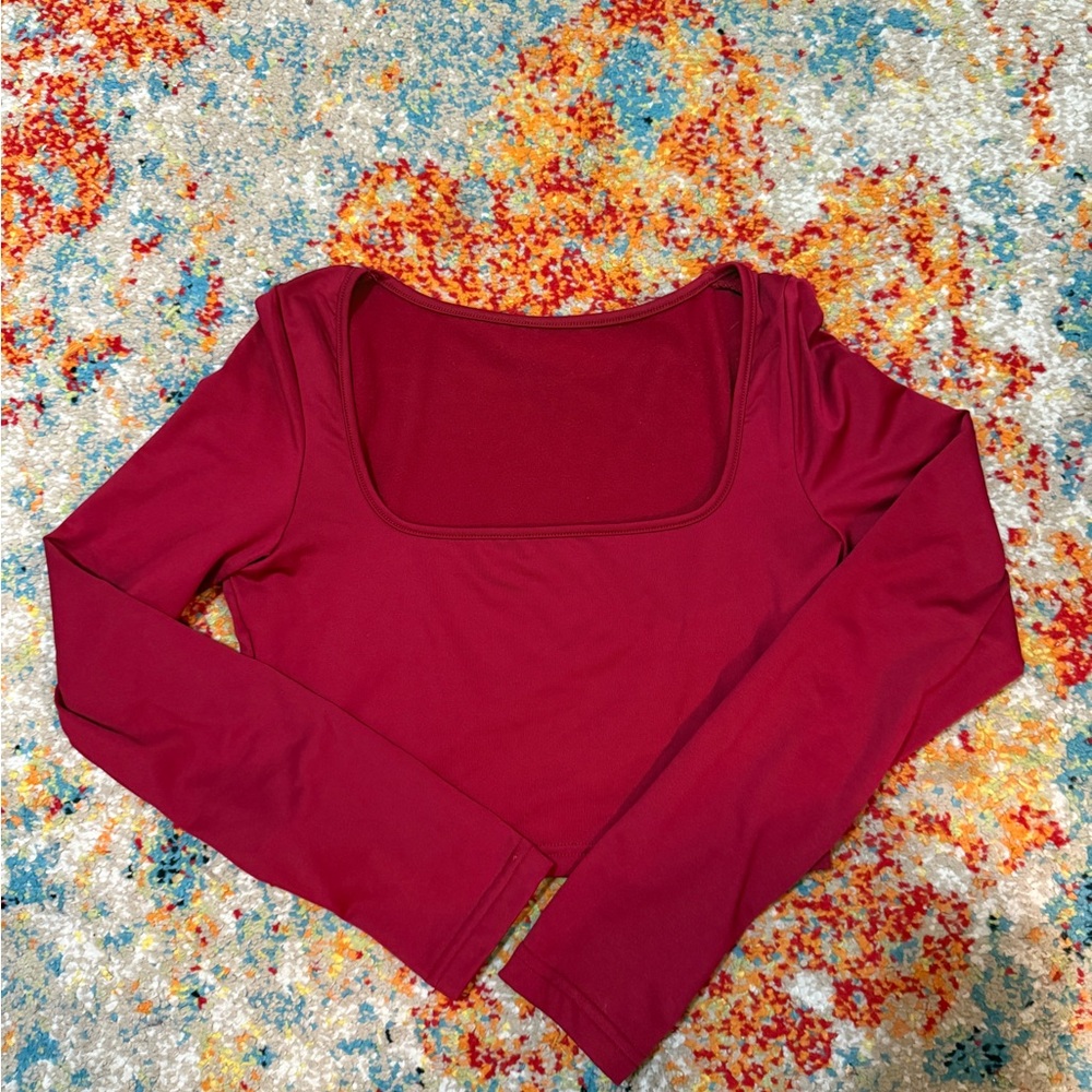 Red Long Sleeve Crop Top
